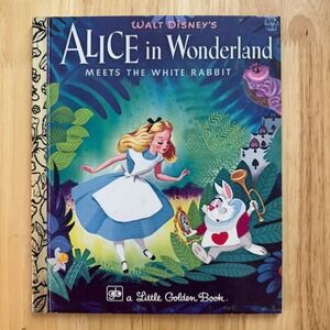 Walt Disney Alice in Wonderland Meets the White Rabbit‎ Little Golden Book VTG